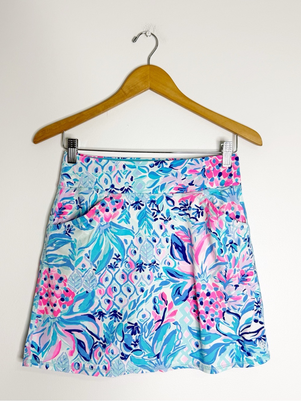 Lilly Pulitzer Luxletic Skort XS Blue Pink Floral Activewear Tennis Golf